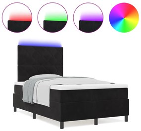 Boxspring Ágy Mattal és LED Fekete 120x200 cm Bársonyos