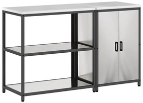Konyhai Tároló Készlet polcokkal 2 pcs Ezüst 150 x 50 x 92 cm