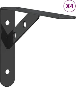vidaXL 4 db fekete rozsdamentes acél polctartó 20 x 2,5 x 14 cm