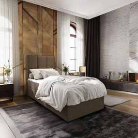 AKCIÓ Kárpitozott boxspring ágy MERALIS 90x200 cm barna II. osztály