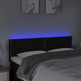 fekete szövet LED-es fejtámla 144x5x78/88 cm