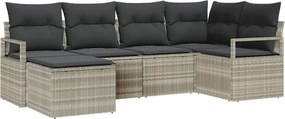 vidaXL Kanapé Szett párnával tárolóval 6 pcs Világosszürke polirattan