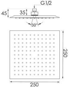 Erga Erga, SLIM zuhanyfej 25x25 cm átmérővel, króm, ERG-YKA-BP.CBE-25-CHR