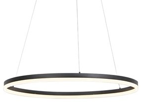 Design gyűrűs függőlámpa fekete 80cm LED-del és fényerőszabályzóval - Anello