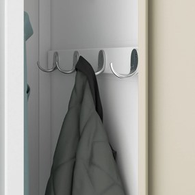 Pléh öltözőszekrény talpazaton, négymodulos, polcokkal, KACPER II, 800 x 1800 x 500 mm, Eco Design: fehér/ sonoma tölgy