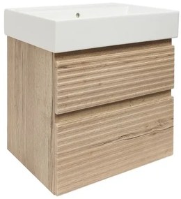 Naturel Savona Fürdőszobaszekrény mosdóval, 2 fiókos 58x53x44,8 cm matt Halifax tölgy SAVONA260DHSAT
