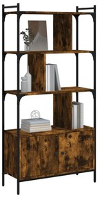 füstös tölgy szerelt fa könyvespolc ajtókkal 76,5x30x154,5 cm