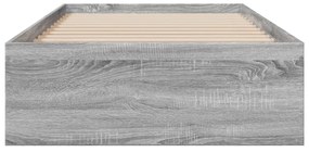szürke sonoma színű szerelt fa ágykeret fiókokkal 90 x 200 cm