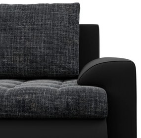 Tokio sarokkanapé, L alakú háttámlával, 2 ágyneműtartóval, fonott + műbőr, jobboldali, szürke - fekete