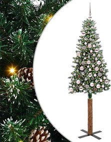 vidaXL Karcsú karácsonyfa 300 LED-del Zöld 180 cm PVC és tömör fenyőfa