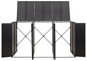 fekete polyrattan hármas kerekeskuka tárolófészer 207x80x117 cm