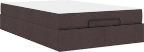 vidaXL Ágykeret matraccal matracmal 2 pcs Sárgásbarna szövet