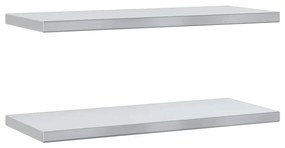 2 db ezüstszínű rozsdamentes acél fali polc 75 x 30 x 3 cm