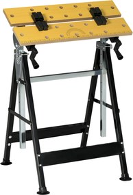 HOMCOM Magasságállítható Munkaasztal 4 Forgatható Cövekekkel, Állítható Deszkák 65x57x85-114 cm Természetes Fa és Fekete | Aosom