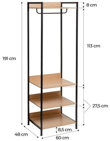Natúr színű nyitott ruhásszekrény 60x190x48 cm Armarios – Casa Selección