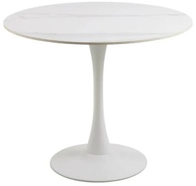 Asztal Oakland 813Fehér márvány, 75cm, Kerámia, Fém