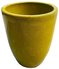 Kerámia sárgás-zöld óriás kaspó fagyálló 20x26 cm