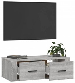 szürke sonoma színű szerelt fa függő TV-szekrény 80x36x25 cm