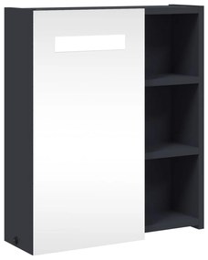 szürke tükrös fürdőszobaszekrény LED-del 45 x 13 x 52 cm