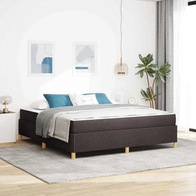 Boxrugós ágy matracmal Sötétbarna és fehér 180 x 200 cm szövet
