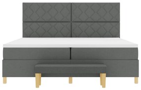 Boxspring ágy matraccal és paddal Sötétszürke 200x200 cm Szövet