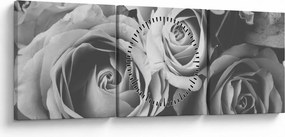 Kép - Rózsa, fekete-fehér (órával) (90x30 cm)