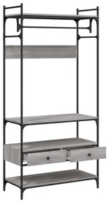 Szürke sonoma szerelt fa ruhásszekrény fiókokkal 89x39x184,5 cm
