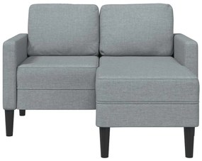világosszürke anyagból 2 üléses kanapé L-alakú kanapéval 125 cm