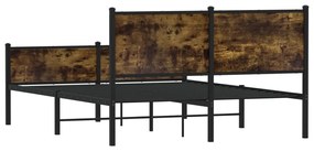 füstös tölgy színű fém ágykeret matrac nélkül 137 x 190 cm
