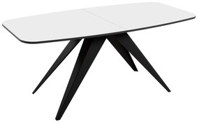 Asztal Oswego 115Fehér, Fekete, 76x80x160cm, Hosszabbíthatóság, Laminált forgácslap, Fém