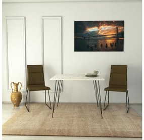 Asir Étkezőasztal SANDALF 75x90 cm fehér/fekete AS1412