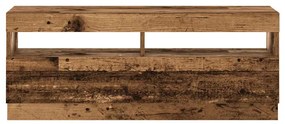 antik fa színű szerelt fa TV-szekrény LED-ekkel 100x35x40 cm