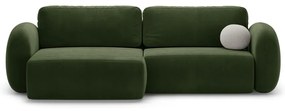 Zöld bársony kinyitható-tárolóhelyes sarokkanapé Tonale – Cosmopolitan Design