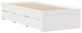 fehér tömör fenyőfa fiókos ágykeret matrac nélkül 75 x 190 cm