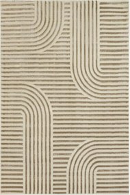 Bézs Szőnyeg Kétszintes Geometria Csíkos Vonalak Misha Nappaliba 160x230 cm