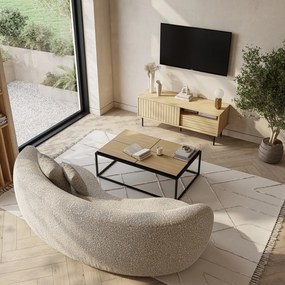 Fekete-natúr színű dohányzóasztal tölgyfa dekoros asztallappal 75x120 cm Douro – TemaHome