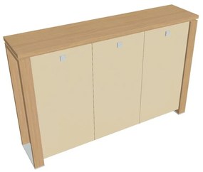 Verno+ közepes szekrény 200 x 46 x 130 cm, üvegajtó, világos tölgy / vanília