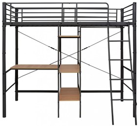 szürke fém emeletes ágykeret asztallal 90 x 200 cm