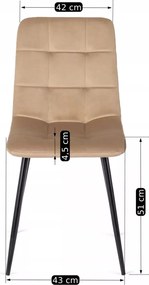 Bézs Bársony Étkezőszék. PERU Belföldi Raktárról