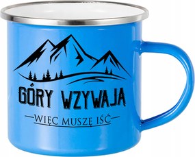 Acél Bögre Zománcozott Kék 250ml A Hegyek Hívnak, így Mennem kell Minták