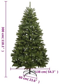 zöld csuklópántos műkarácsonyfa állvánnyal 300 cm