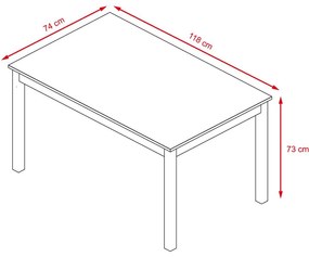 Catini KAMPALI Étkezőgarnitúra 4x szék + asztal - Fehér