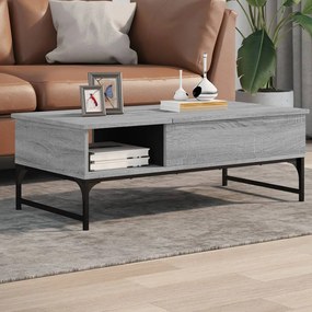 Szürke sonoma szerelt fa és fém dohányzóasztal 100 x 50 x 35 cm