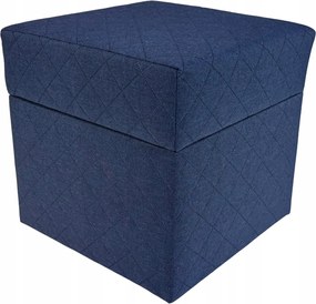 Négyzet alakú nyitható szavanna steppelt puff, sötétkék szín