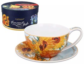 Van Gogh porcelán teás csésze Napraforgók díszdobozban