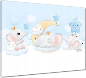 Vászonkép 50x40 Elefánt és nyúl család
