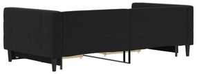 fekete kihúzható bársony heverő fiókkal 100 x 200 cm