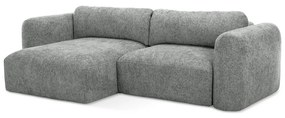Szürke zsenília kinyitható-tárolóhelyes sarokkanapé (bal oldali-heverő résszel) Mele – Makamii