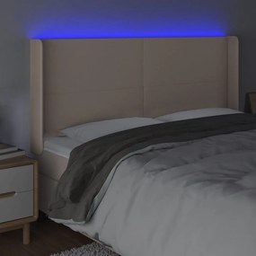 cappuccino műbőr LED-es fejtámla 203x16x118/128 cm