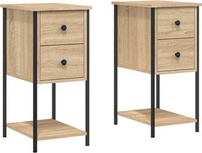 vidaXL 2 db sonoma tölgy színű szerelt fa éjjeliszekrény 32x42x70 cm